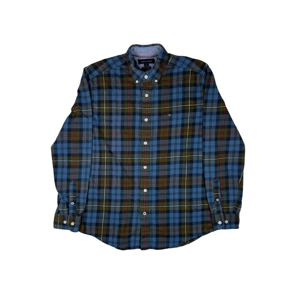 Tommy Hilfiger Blue and Gray Plaid Shirt